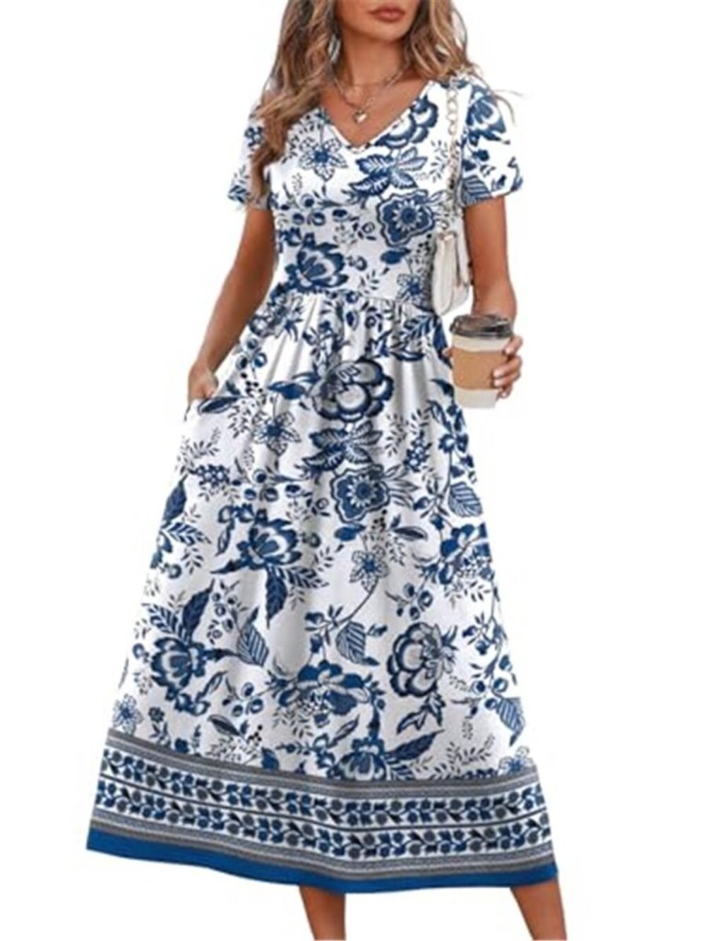 Summer Dresses for Women Flowy Casual A-Line Midi Dress Beach Vacation